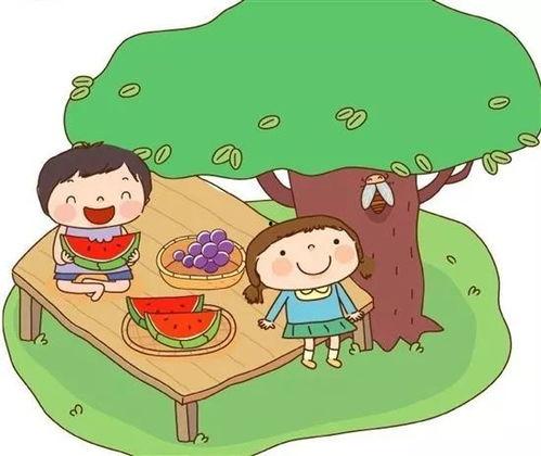 全家带凳子吃瓜漫画,共享夏日吃瓜欢乐时光